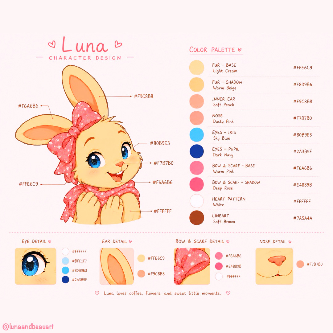 Luna character design sheet