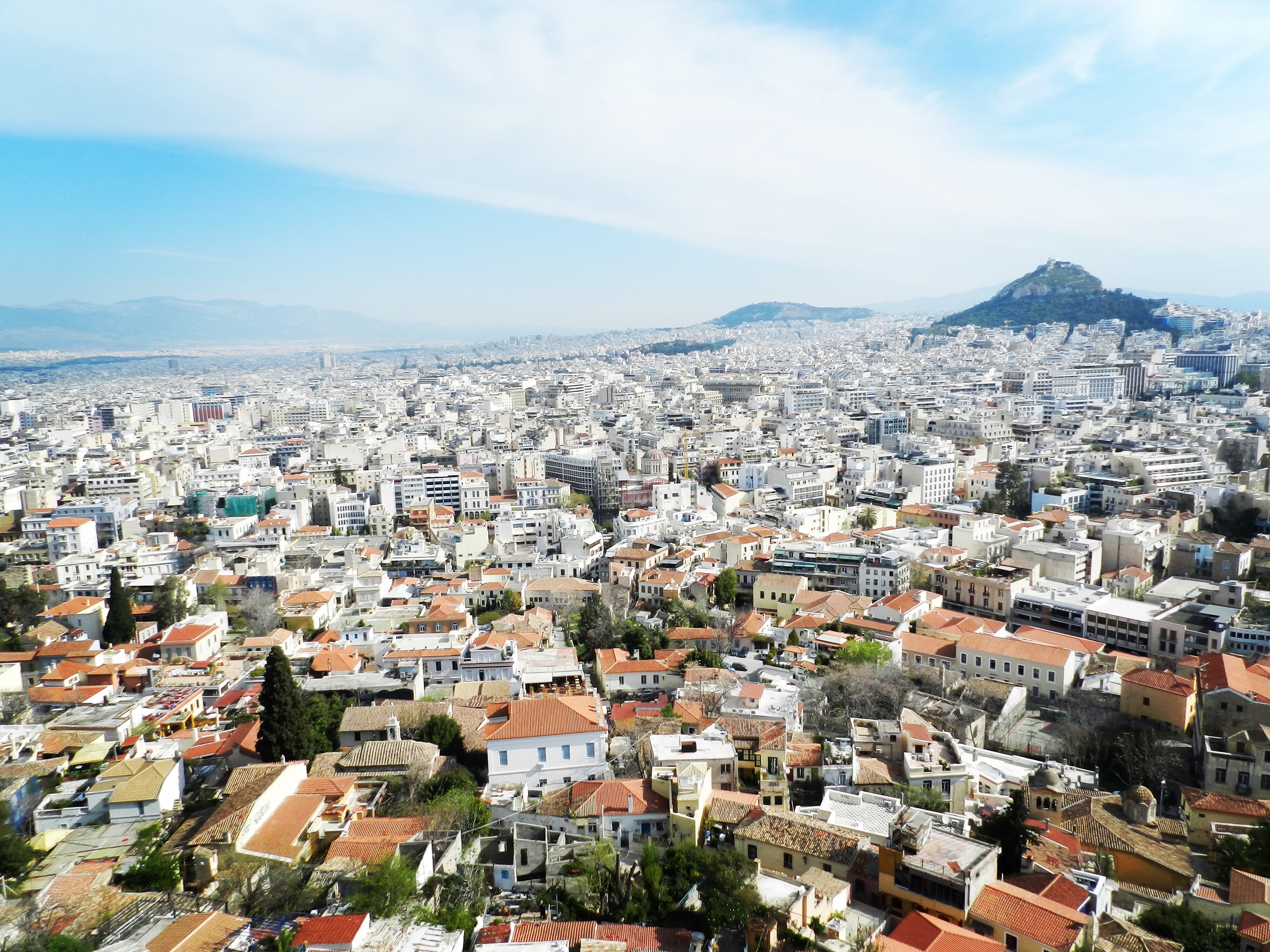 Aerial view of the Athens cityscape