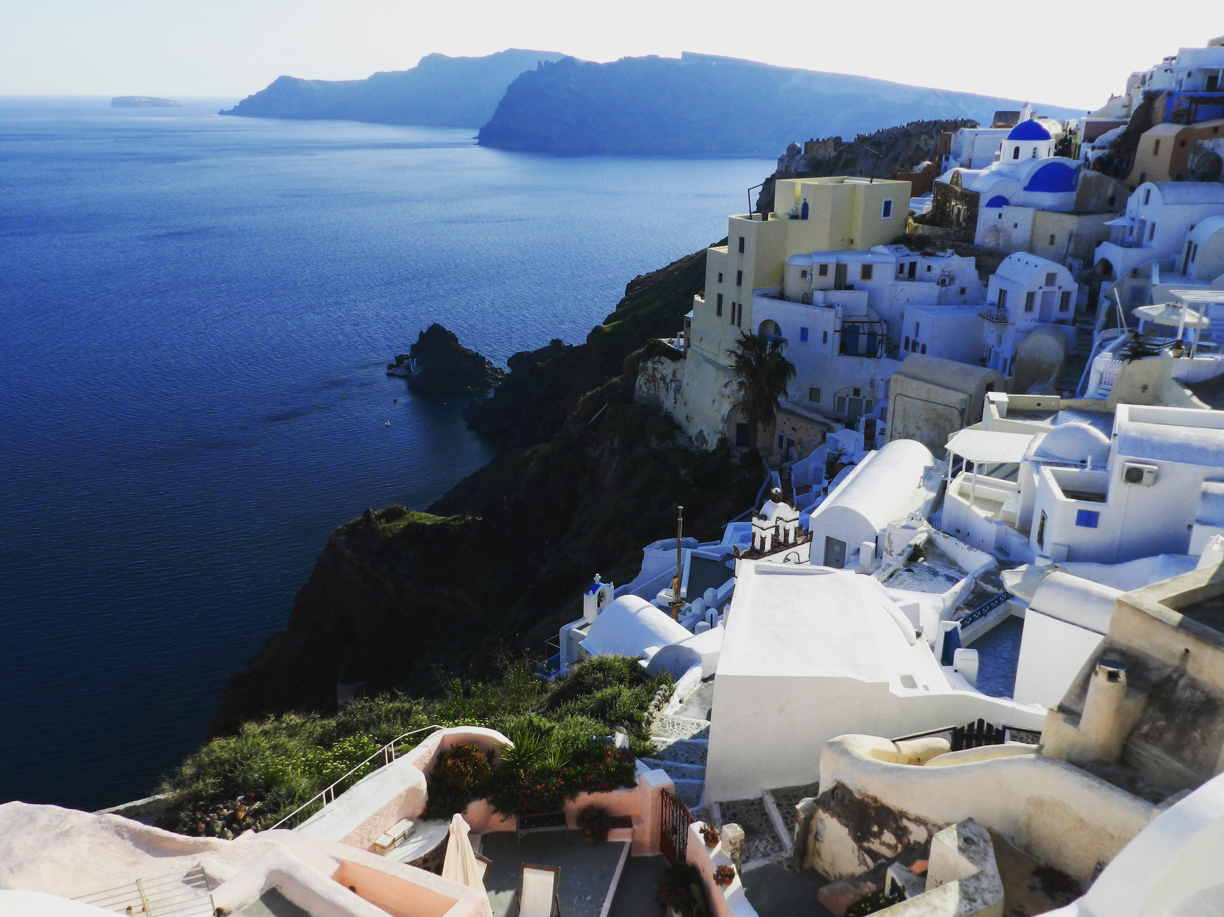 Santorini cliffside village overlooking the sea