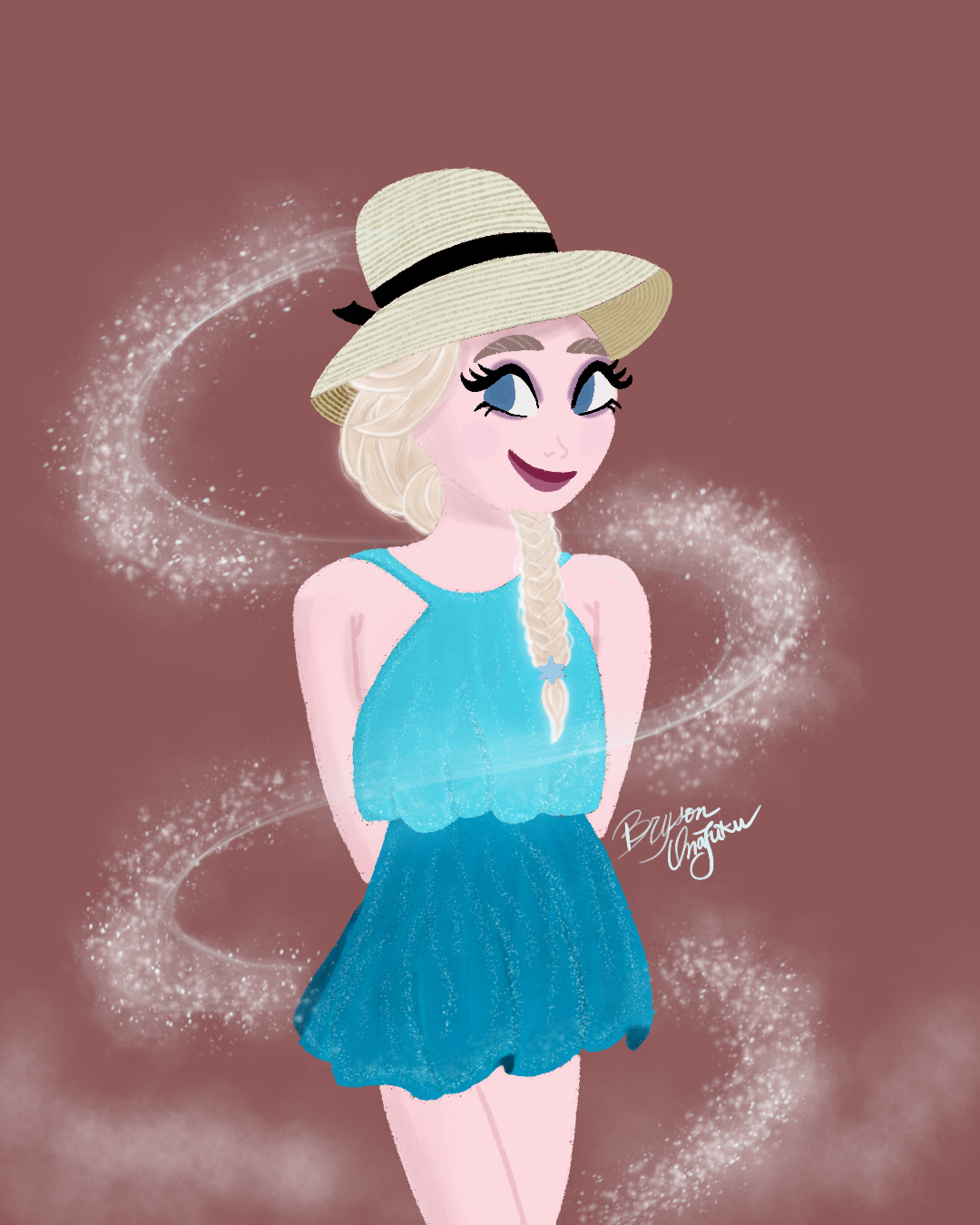 Elsa in summer outfit illustration